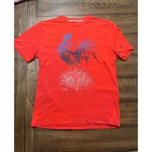 Nike France Football Federation T-Shirt Rare Red Logo Size Large